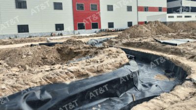 Thi công màng HDPE cho hồ cảnh quan KCN Mỹ Xuân B1