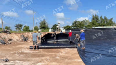 Hình: Trải màng chống thấm HDPE 
